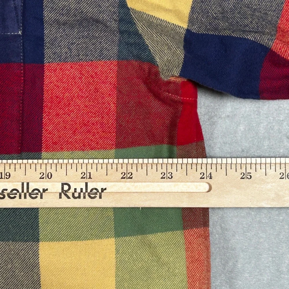 Orvis Flannel Shirt Mens Large Bright Buffalo Plaid Button Down Cotton Twill